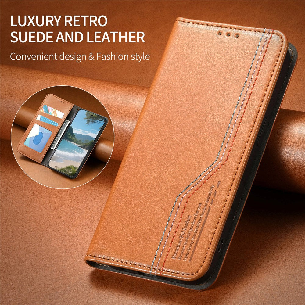 For Honor Magic8 Lite 5G / X9d 5G / X70 5G Case Wallet Tri-Color Stitching Leather Phone Cover with Elastic Wristband