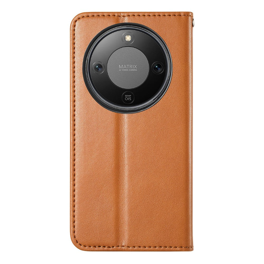For Honor Magic8 Lite 5G / X9d 5G / X70 5G Case Wallet Tri-Color Stitching Leather Phone Cover with Elastic Wristband