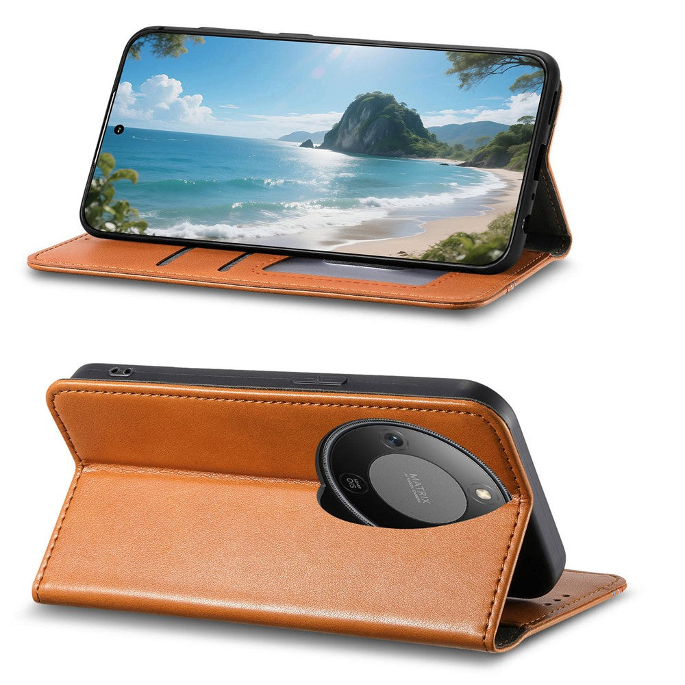 For Honor Magic8 Lite 5G / X9d 5G / X70 5G Case Wallet Tri-Color Stitching Leather Phone Cover with Elastic Wristband