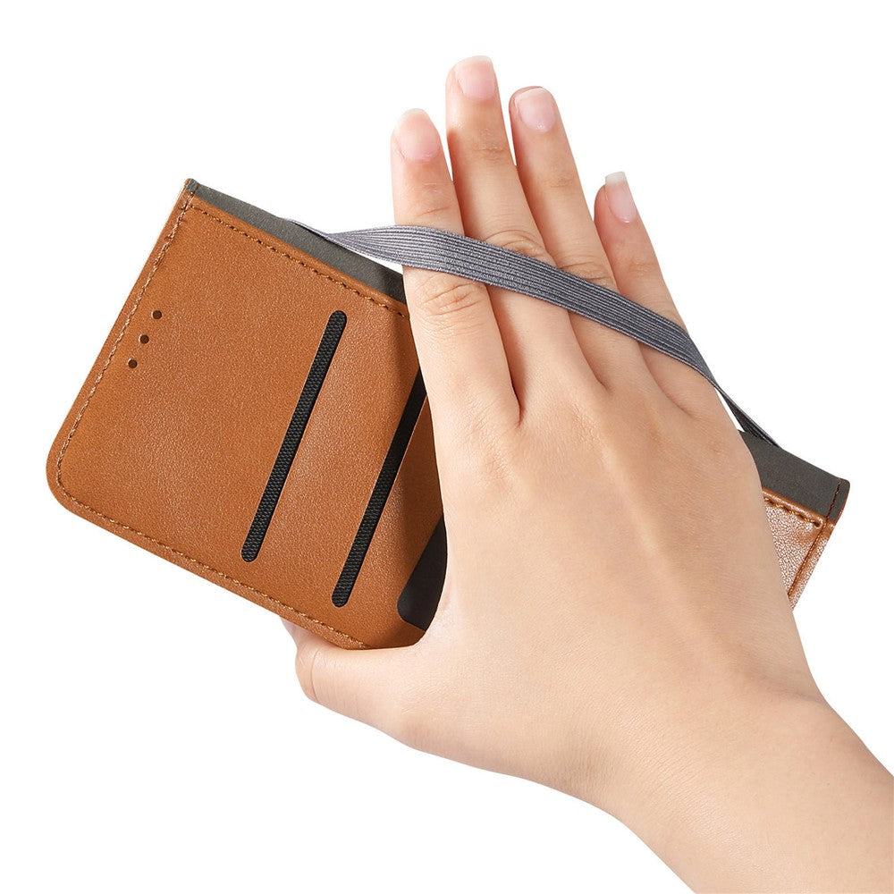 For Honor Magic8 Lite 5G / X9d 5G / X70 5G Case Wallet Tri-Color Stitching Leather Phone Cover with Elastic Wristband