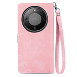 For Honor Magic8 Lite 5G / X9d 5G / X70 5G Zipper Wallet Case with Strap Flower Imprint PU Leather Phone Cover