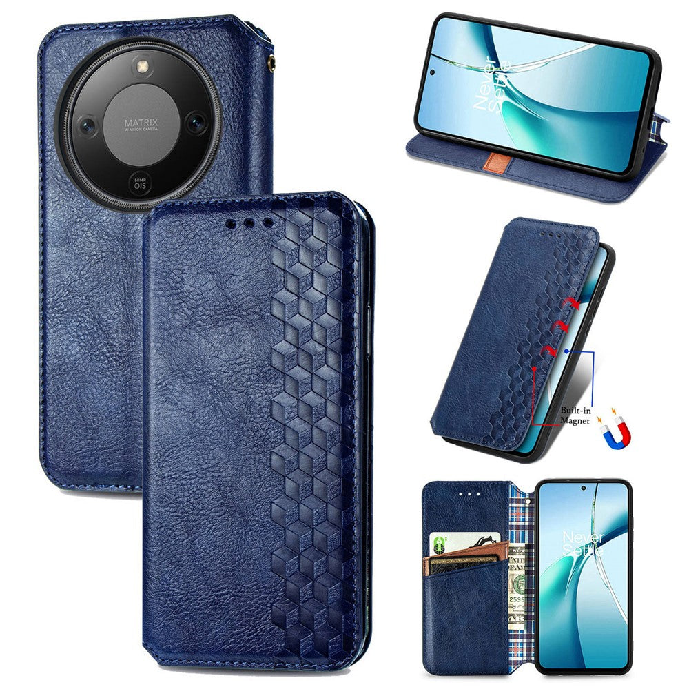 For Honor Magic8 Lite 5G / X9d 5G / X70 5G Case Rhombus Imprint PU Leather Wallet Phone Cover