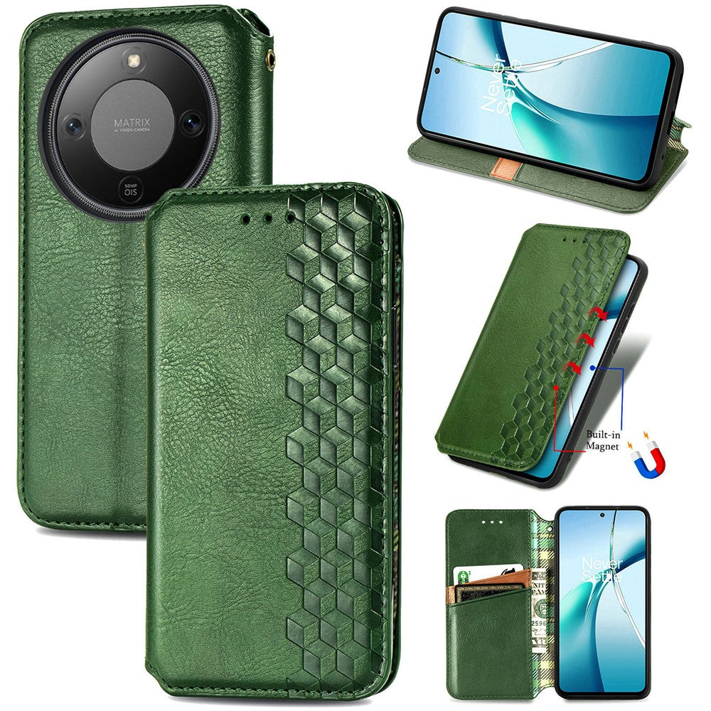 For Honor Magic8 Lite 5G / X9d 5G / X70 5G Case Rhombus Imprint PU Leather Wallet Phone Cover