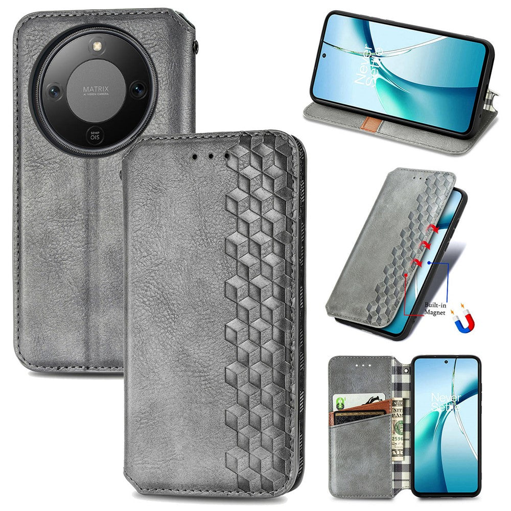 For Honor Magic8 Lite 5G / X9d 5G / X70 5G Case Rhombus Imprint PU Leather Wallet Phone Cover
