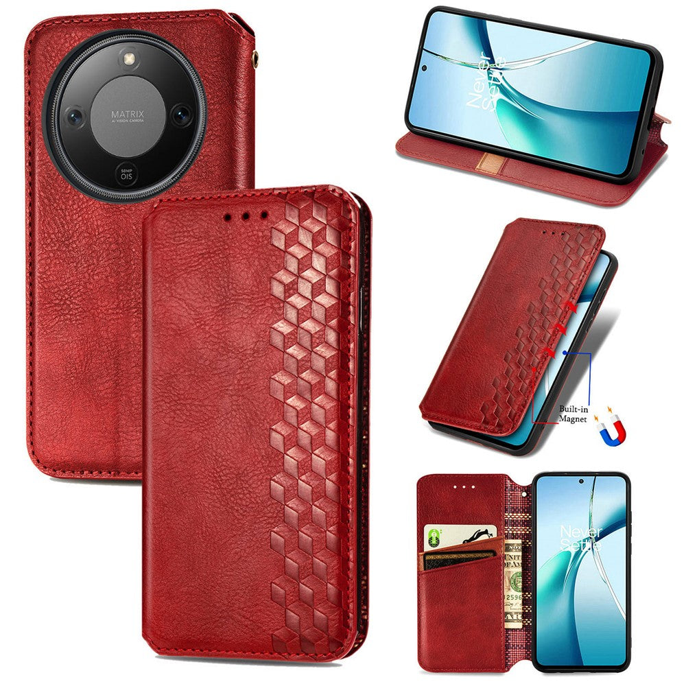For Honor Magic8 Lite 5G / X9d 5G / X70 5G Case Rhombus Imprint PU Leather Wallet Phone Cover