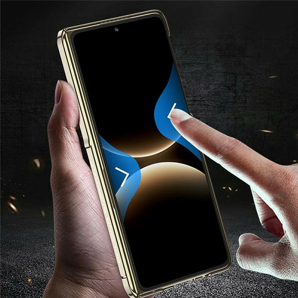 GKK Magnetiskt Skal För Huawei Mate X7 Med Dubbelt Centralaxel Gångjärnsskydd Litchitextur PU TPU PC Stativ mobilskal