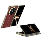 GKK Magnetiskt Skal För Huawei Mate X7 Med Dubbelt Centralaxel Gångjärnsskydd Litchitextur PU TPU PC Stativ mobilskal