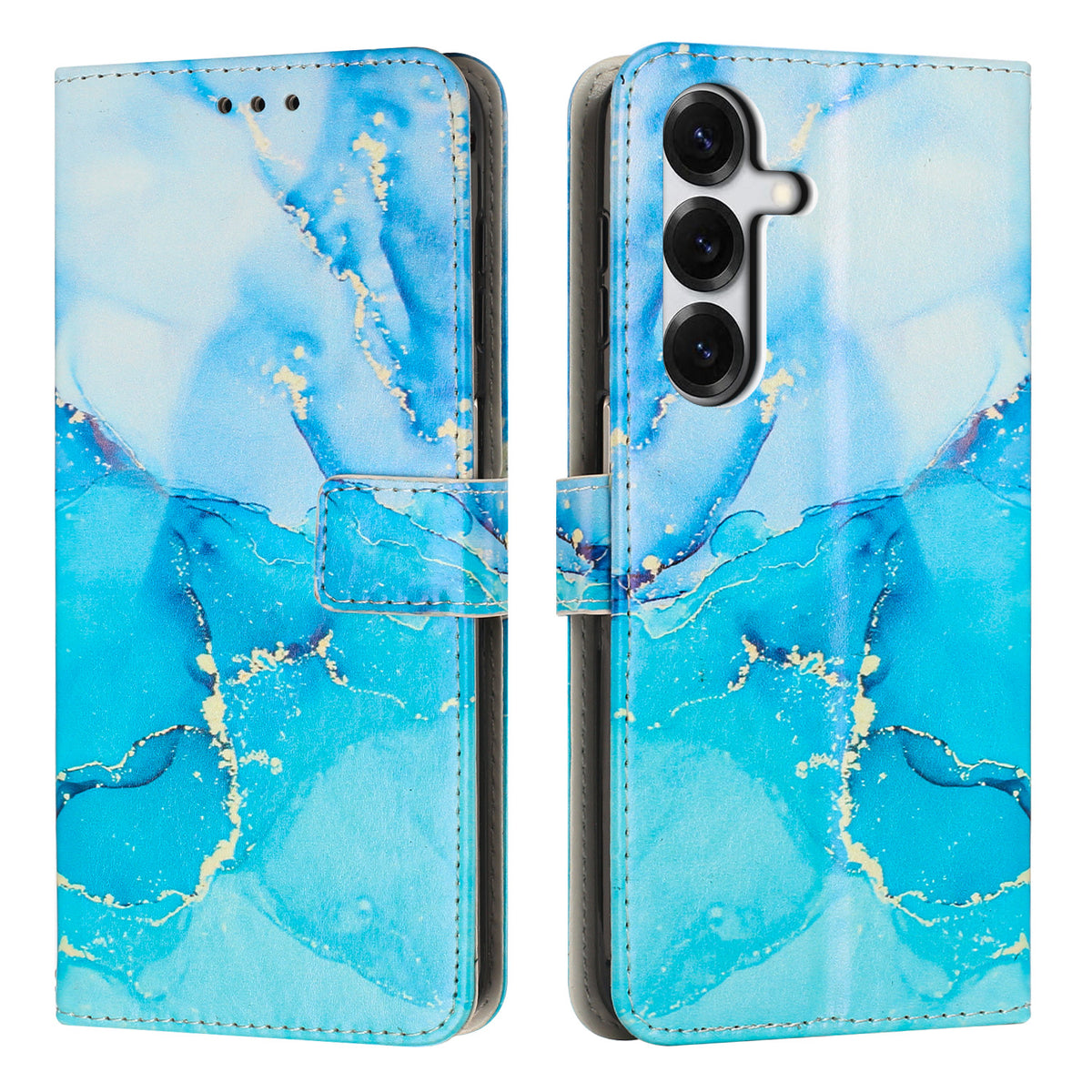 Samsung Galaxy S26+ Stativskal Marmor Mönster PU Läder Plånboksfodral
