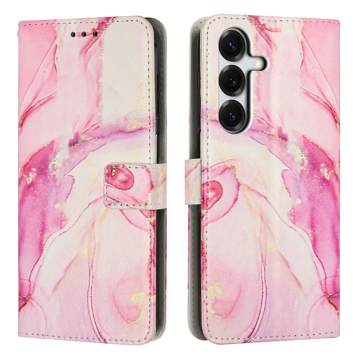 Samsung Galaxy S26+ Stativskal Marmor Mönster PU Läder Plånboksfodral