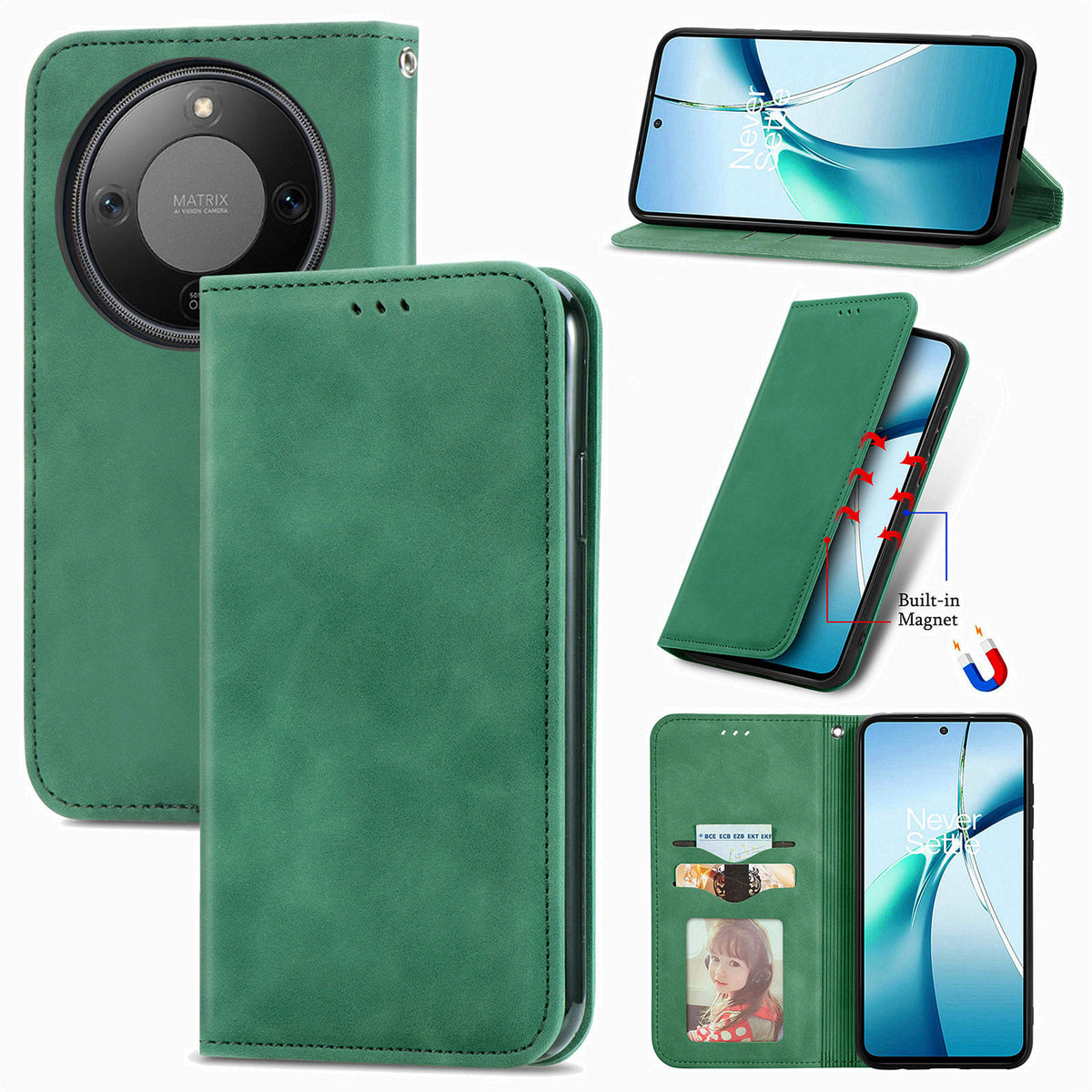 For Honor X9d 5G / Honor X70 5G / Honor Magic8 Lite 5G Leather Case with Card Holder Magnetic Absorption Phone Cover
