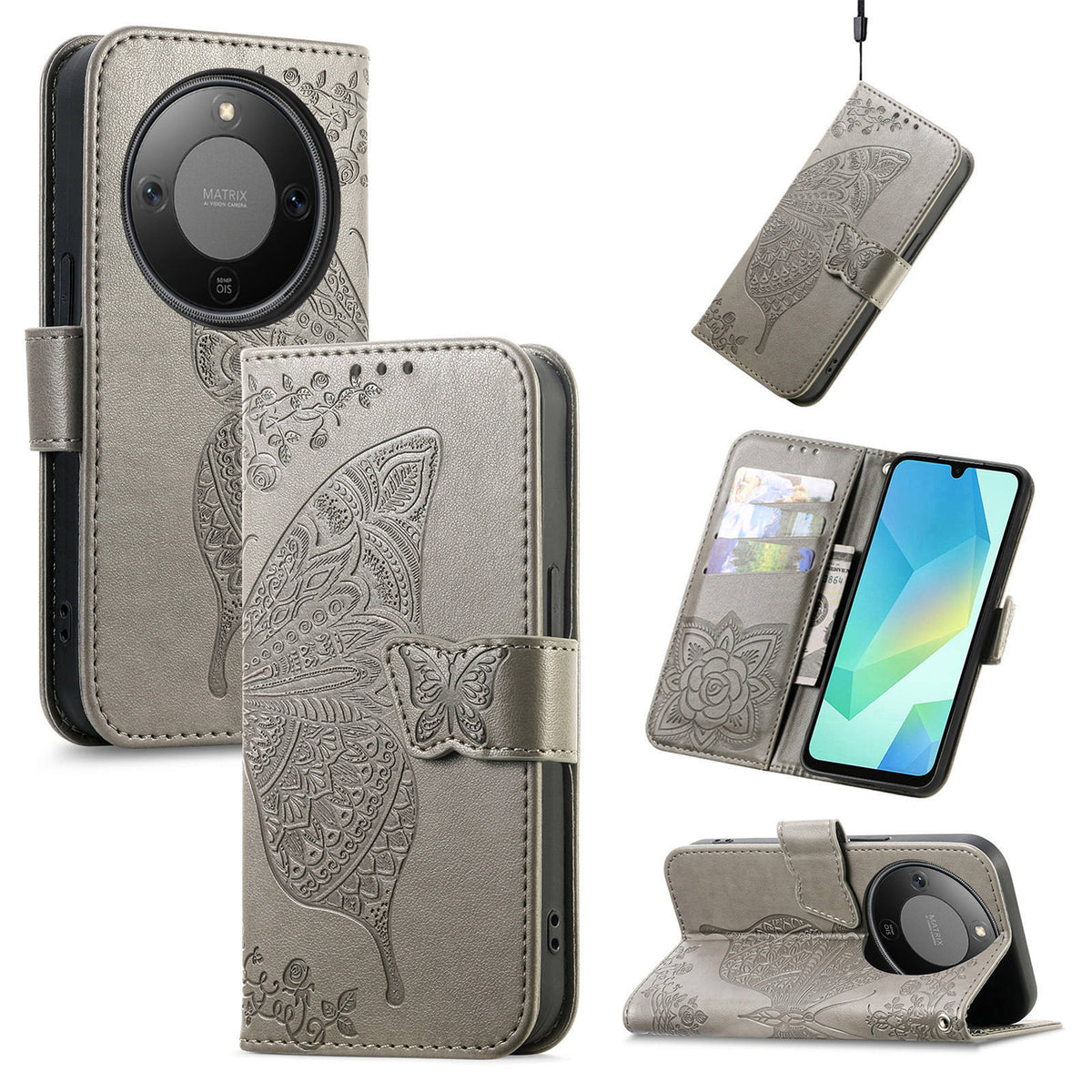 For Honor X70 5G / Honor X9d 5G / Honor Magic8 Lite 5G Case with Strap Butterfly Pattern PU Leather Wallet Phone Cover