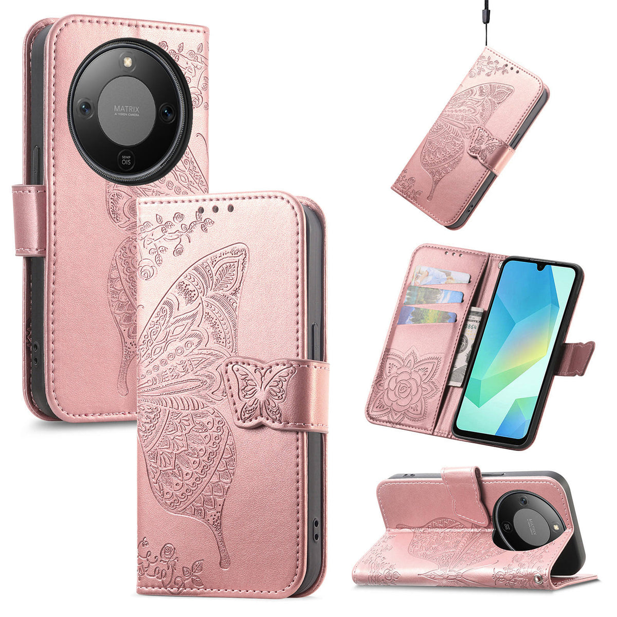 For Honor X70 5G / Honor X9d 5G / Honor Magic8 Lite 5G Case with Strap Butterfly Pattern PU Leather Wallet Phone Cover