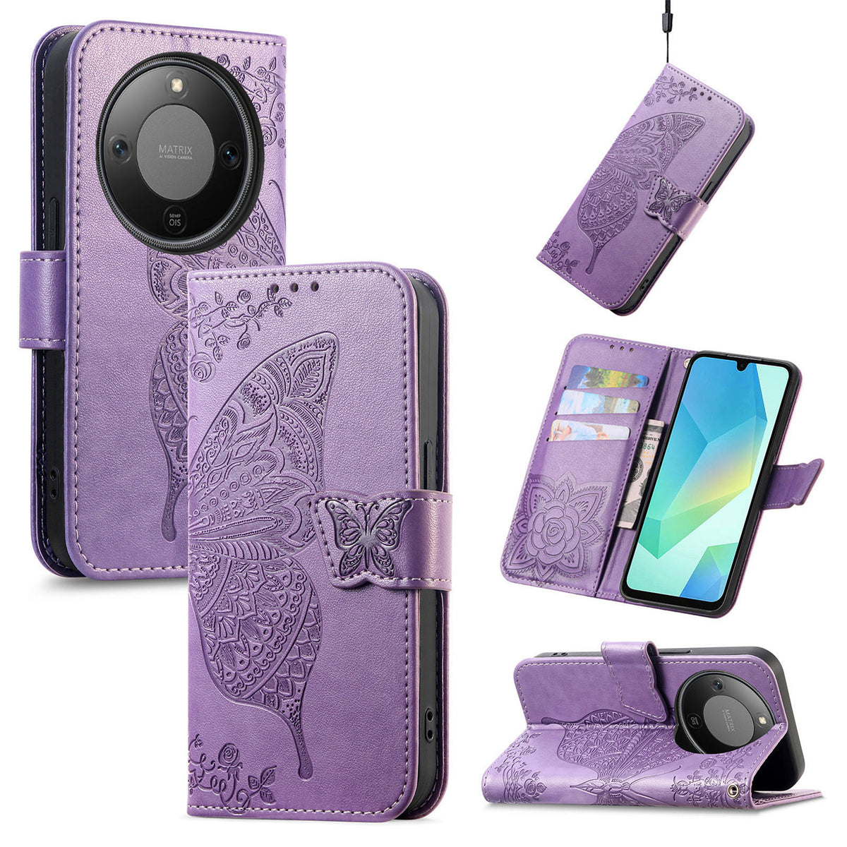 For Honor X70 5G / Honor X9d 5G / Honor Magic8 Lite 5G Case with Strap Butterfly Pattern PU Leather Wallet Phone Cover