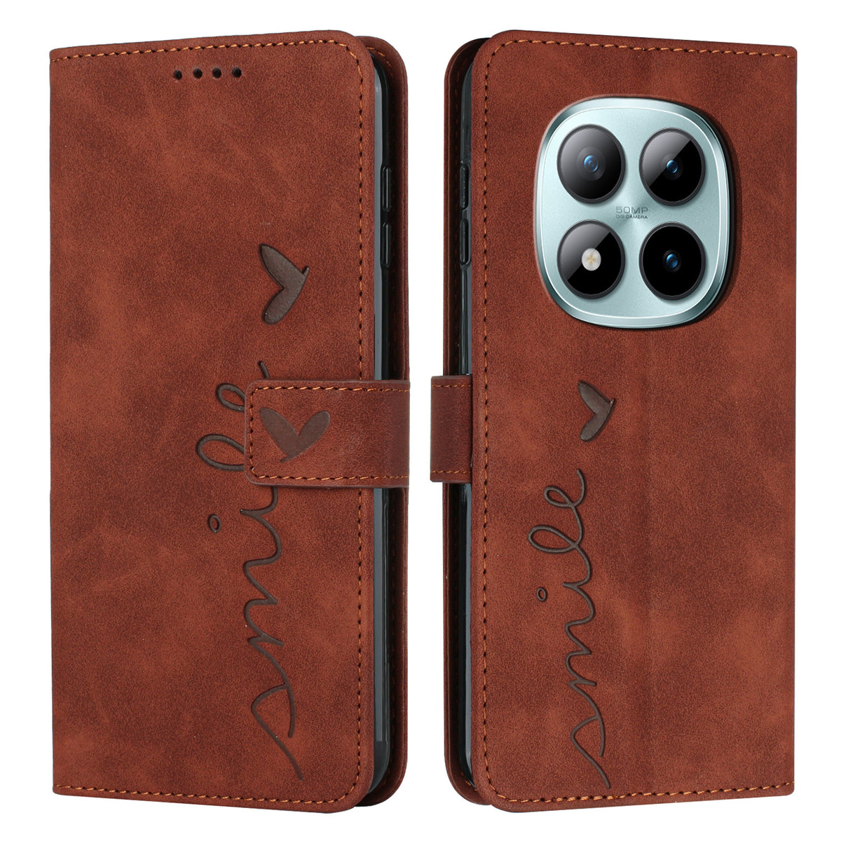 For Xiaomi Redmi Note 15 Pro 4G (Global) Stand Case PU Leather Phone Cover Imprinted Heart Pattern