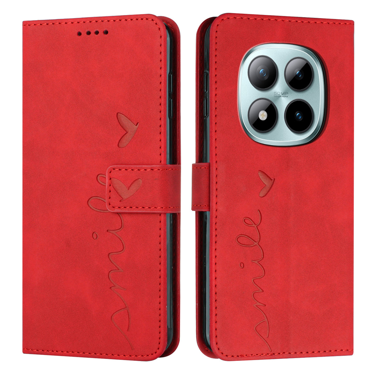 For Xiaomi Redmi Note 15 Pro 4G (Global) Stand Case PU Leather Phone Cover Imprinted Heart Pattern