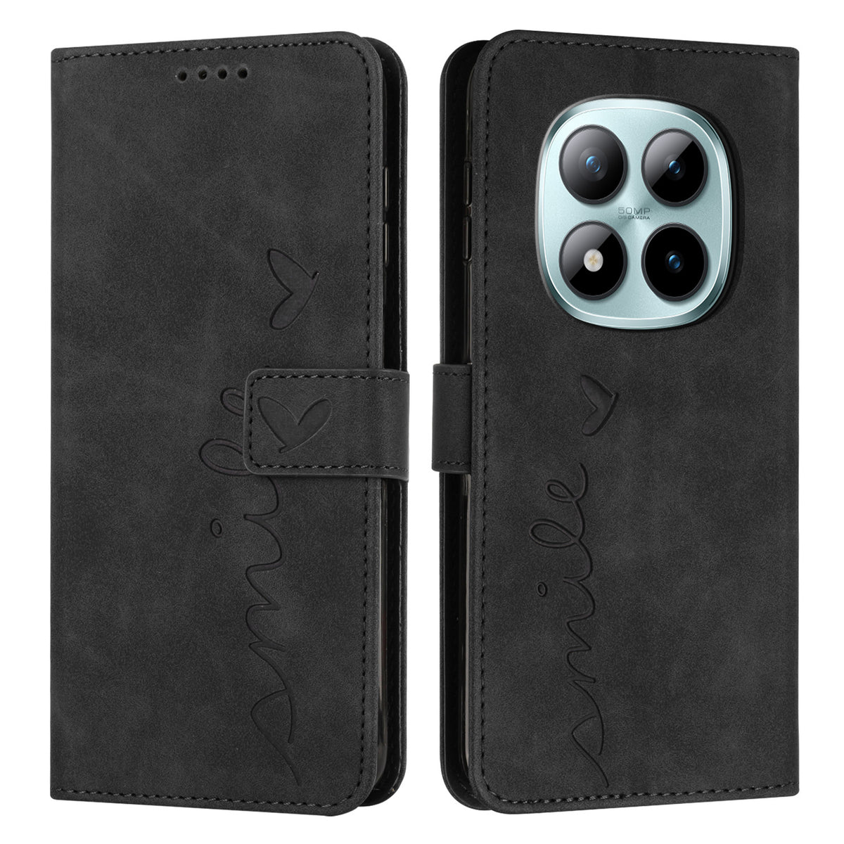 For Xiaomi Redmi Note 15 Pro 4G (Global) Stand Case PU Leather Phone Cover Imprinted Heart Pattern
