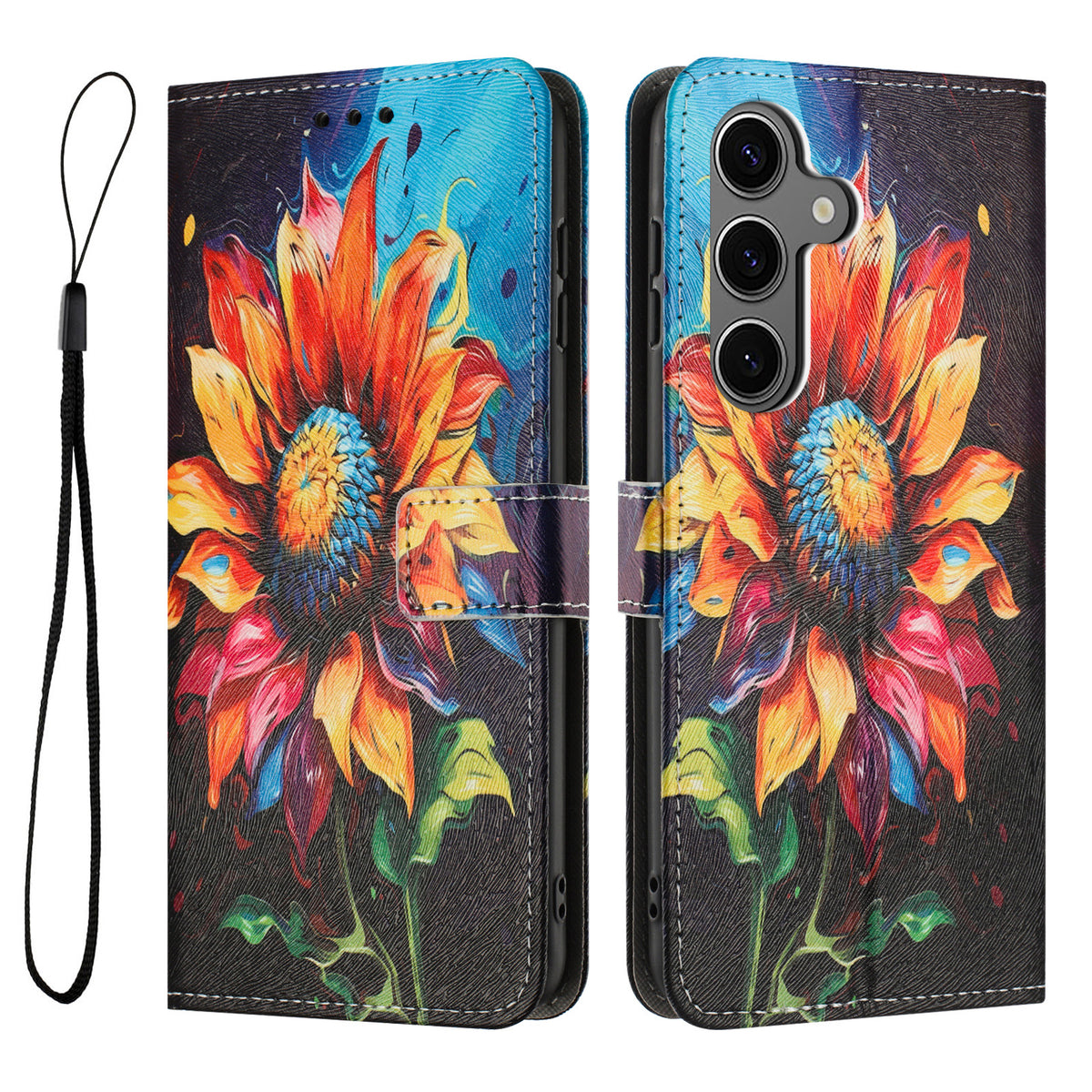 Samsung Galaxy S26+ Plånboksfodral Mönstertryck PU-lädermobilskal med Snodd