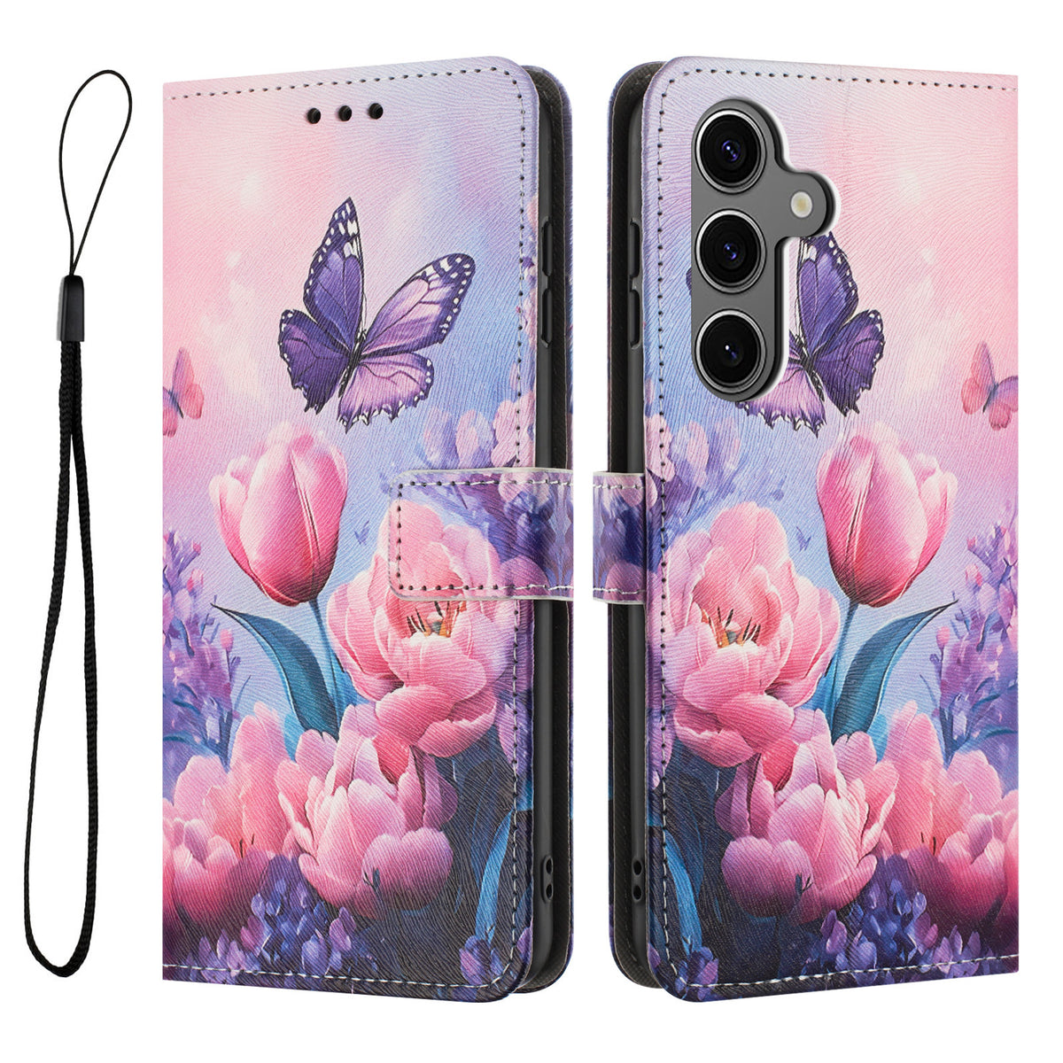 Samsung Galaxy S26+ Plånboksfodral Mönstertryck PU-lädermobilskal med Snodd