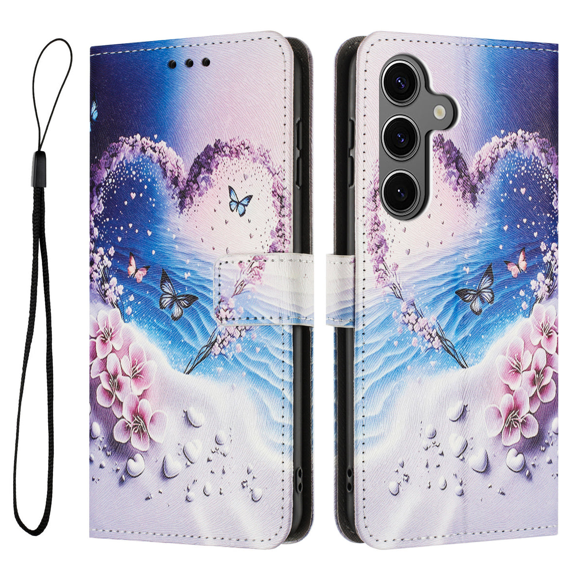 Samsung Galaxy S26+ Plånboksfodral Mönstertryck PU-lädermobilskal med Snodd