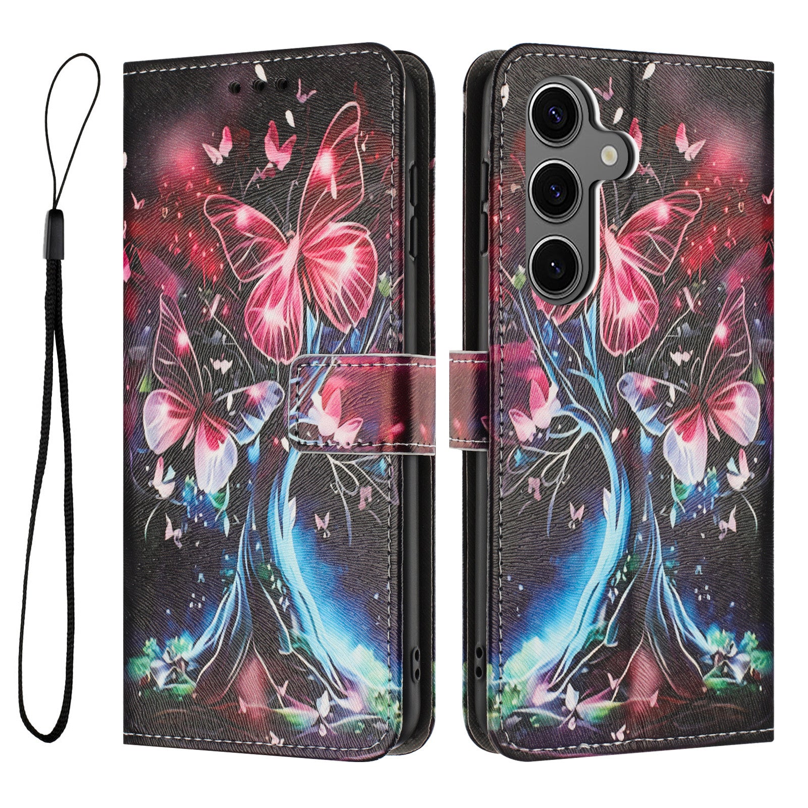 For Samsung Galaxy S26 Wallet Case Pattern Printing PU Leather Phone Cover with Lanyard