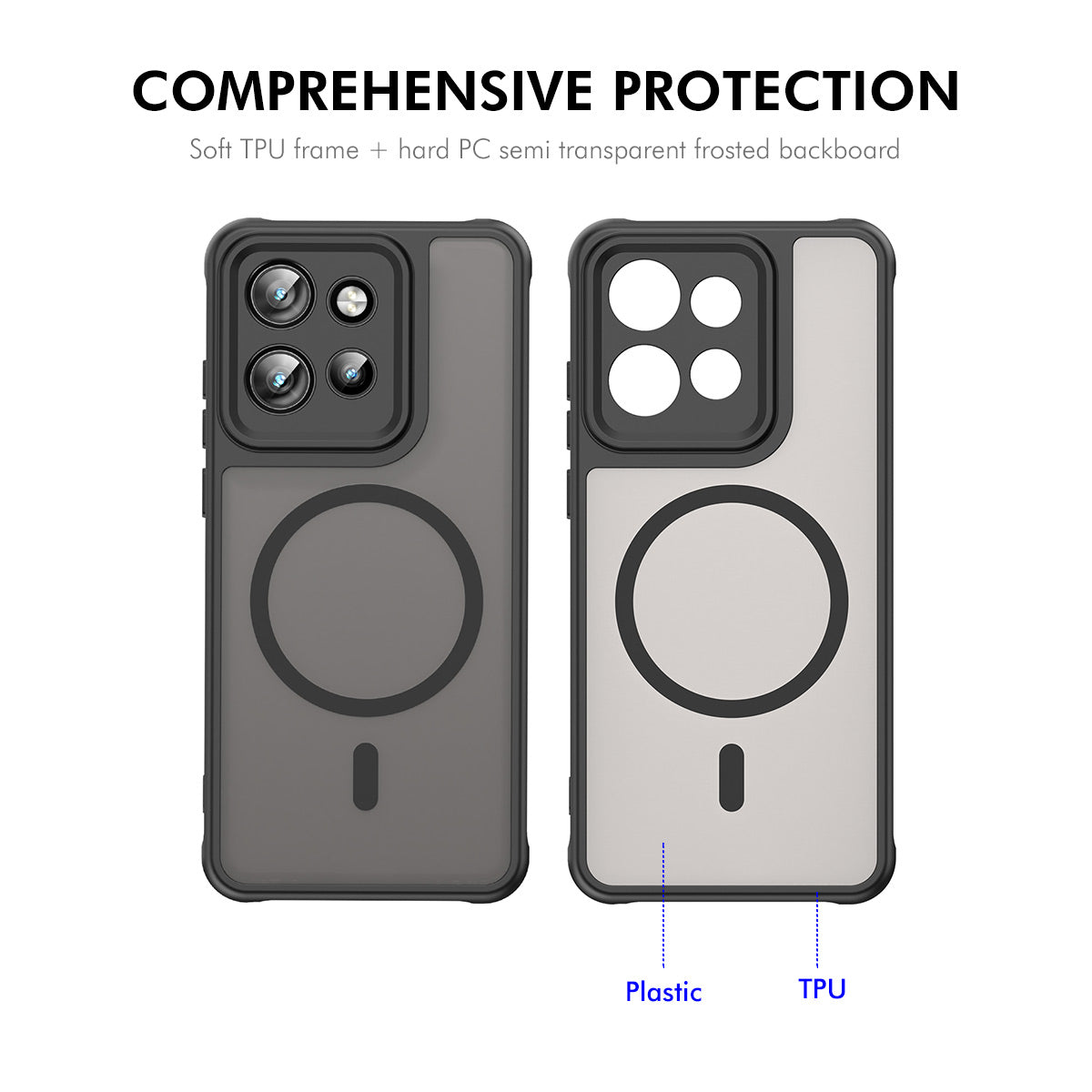 ENKAY HAT PRINCE För Motorola Edge 60 Neo 5G / Edge 50 Neo 5G Magnetiskt Skal med 9H Härdat Glas PC TPU Matt mobilskal