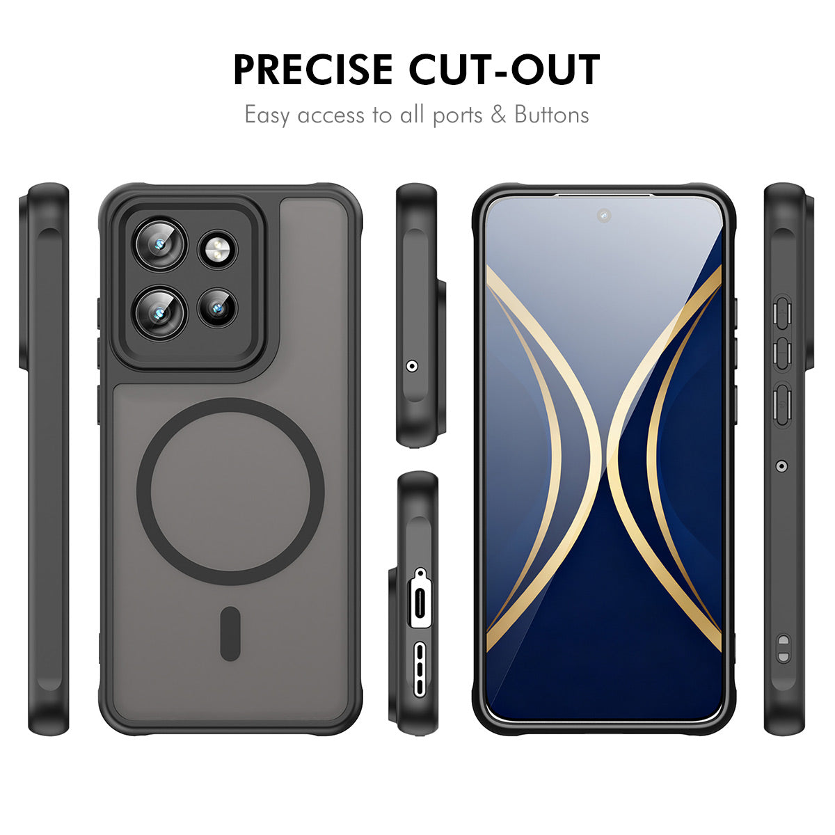 ENKAY HAT PRINCE För Motorola Edge 60 Neo 5G / Edge 50 Neo 5G Magnetiskt Skal med 9H Härdat Glas PC TPU Matt mobilskal