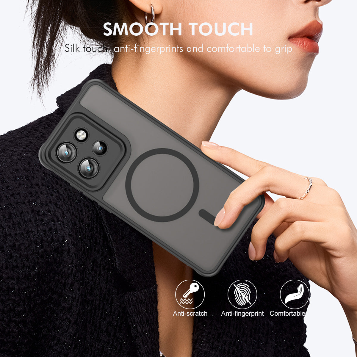 ENKAY HAT PRINCE För Motorola Edge 60 Neo 5G / Edge 50 Neo 5G Magnetiskt Skal med 9H Härdat Glas PC TPU Matt mobilskal