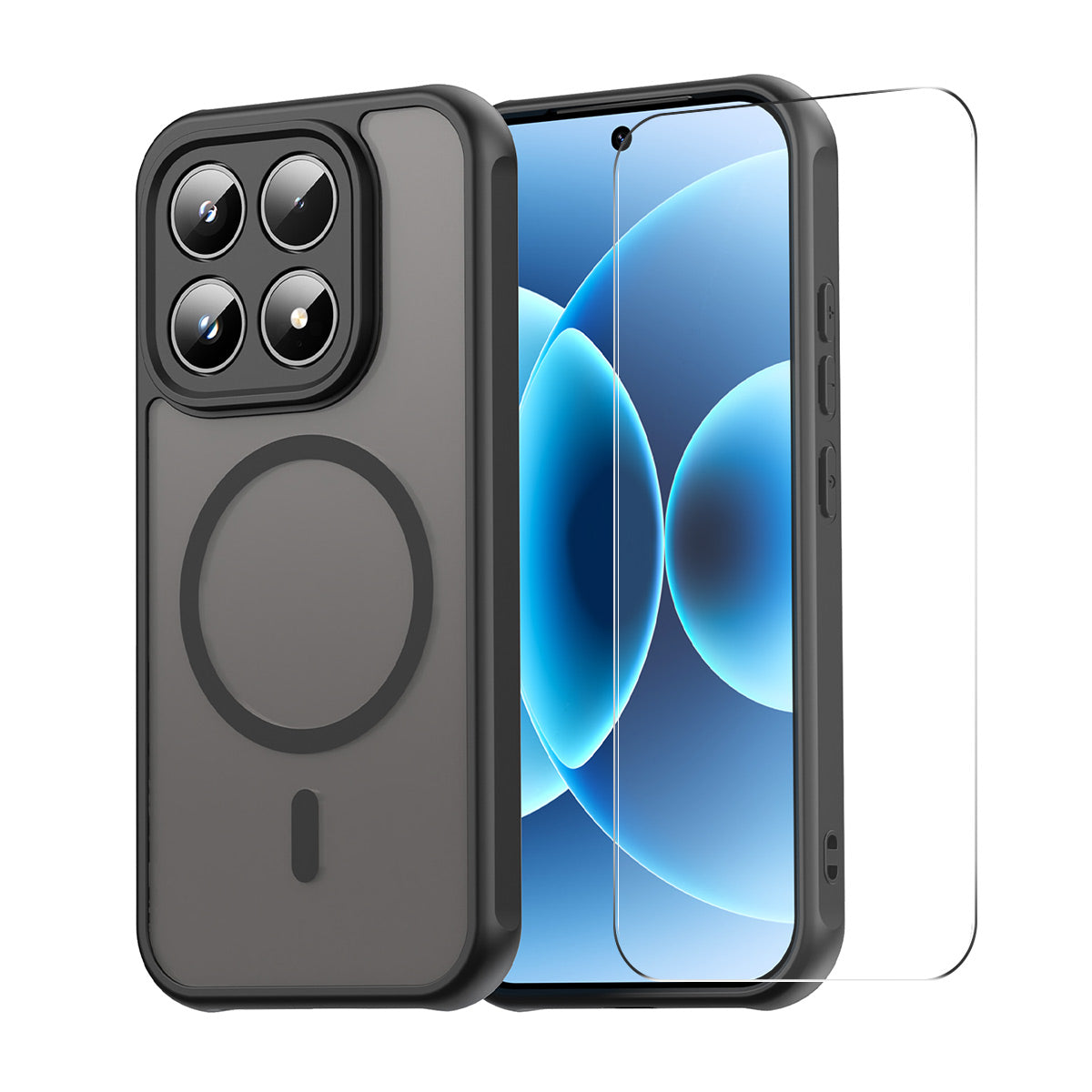 ENKAY HAT PRINCE For Xiaomi 17   Magnetic Case with Tempered Glass Support Ultrasonic Unlocking PC TPU Matte Phone Cover