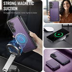 JEEHOOD För Samsung Galaxy S26 Skal J05 Läder Mobilskal med Avtagbar Magnetisk Korthållare