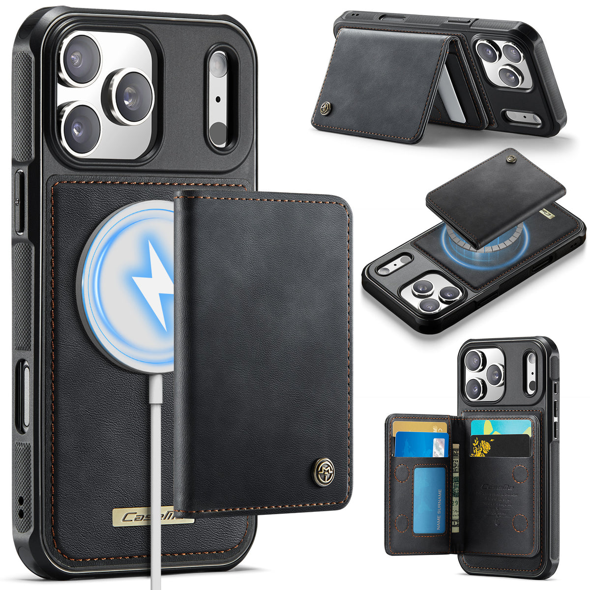 CASEME For iPhone 18 Pro / 17 Pro Magnetic Case  ME80 Series Leather PC TPU Phone Cover with Detachable Wallet