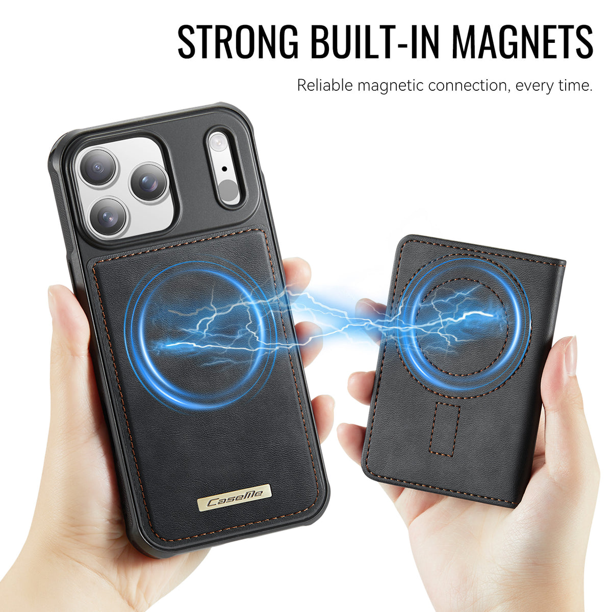CASEME For iPhone 18 Pro / 17 Pro Magnetic Case  ME80 Series Leather PC TPU Phone Cover with Detachable Wallet