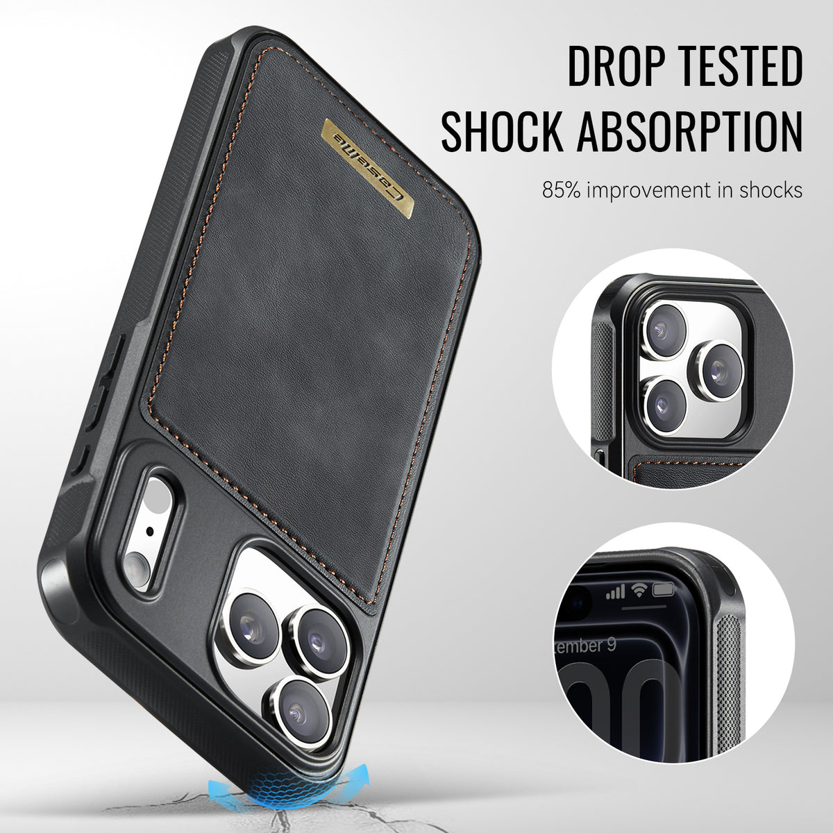 CASEME For iPhone 18 Pro / 17 Pro Magnetic Case  ME80 Series Leather PC TPU Phone Cover with Detachable Wallet