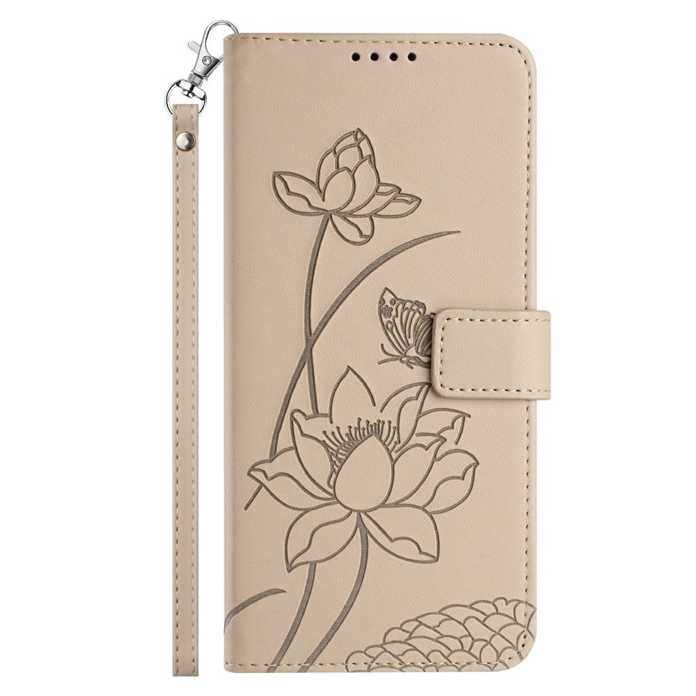 Samsung Galaxy S26-skal Plånboksfodral Lotus Imprint Lädermobilskal med Handledsrem