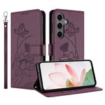 Samsung Galaxy S26-skal Plånboksfodral Lotus Imprint Lädermobilskal med Handledsrem