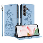 Samsung Galaxy S26-skal Plånboksfodral Lotus Imprint Lädermobilskal med Handledsrem