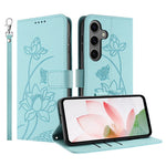 Samsung Galaxy S26-skal Plånboksfodral Lotus Imprint Lädermobilskal med Handledsrem