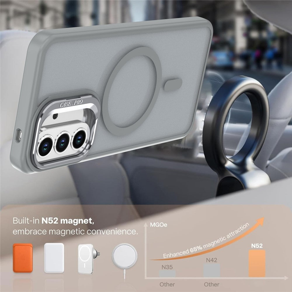 Magnetisk cover til Samsung Galaxy A18 5G / A18 4G / A26 5G / A17 5G / A17 4G / A16 5G / A16 4G med sammenfoldeligt stativ, mat PC + TPU-mobilcover