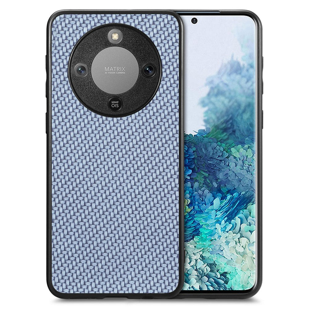 Phone Case For Honor Magic8 Lite 5G  /  X9d 5G  /  X70 5G Carbon Fiber Texture PU Leather + PC + TPU Cover