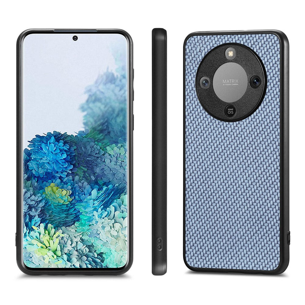 Phone Case For Honor Magic8 Lite 5G  /  X9d 5G  /  X70 5G Carbon Fiber Texture PU Leather + PC + TPU Cover