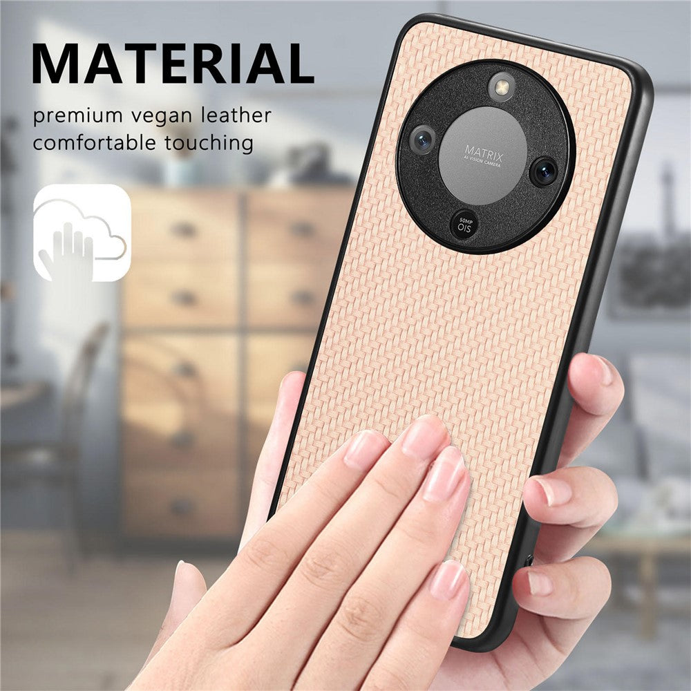 Phone Case For Honor Magic8 Lite 5G  /  X9d 5G  /  X70 5G Carbon Fiber Texture PU Leather + PC + TPU Cover