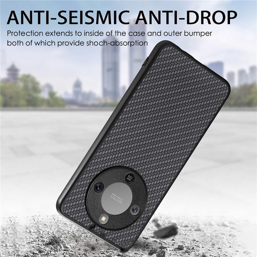 Phone Case For Honor Magic8 Lite 5G  /  X9d 5G  /  X70 5G Carbon Fiber Texture PU Leather + PC + TPU Cover
