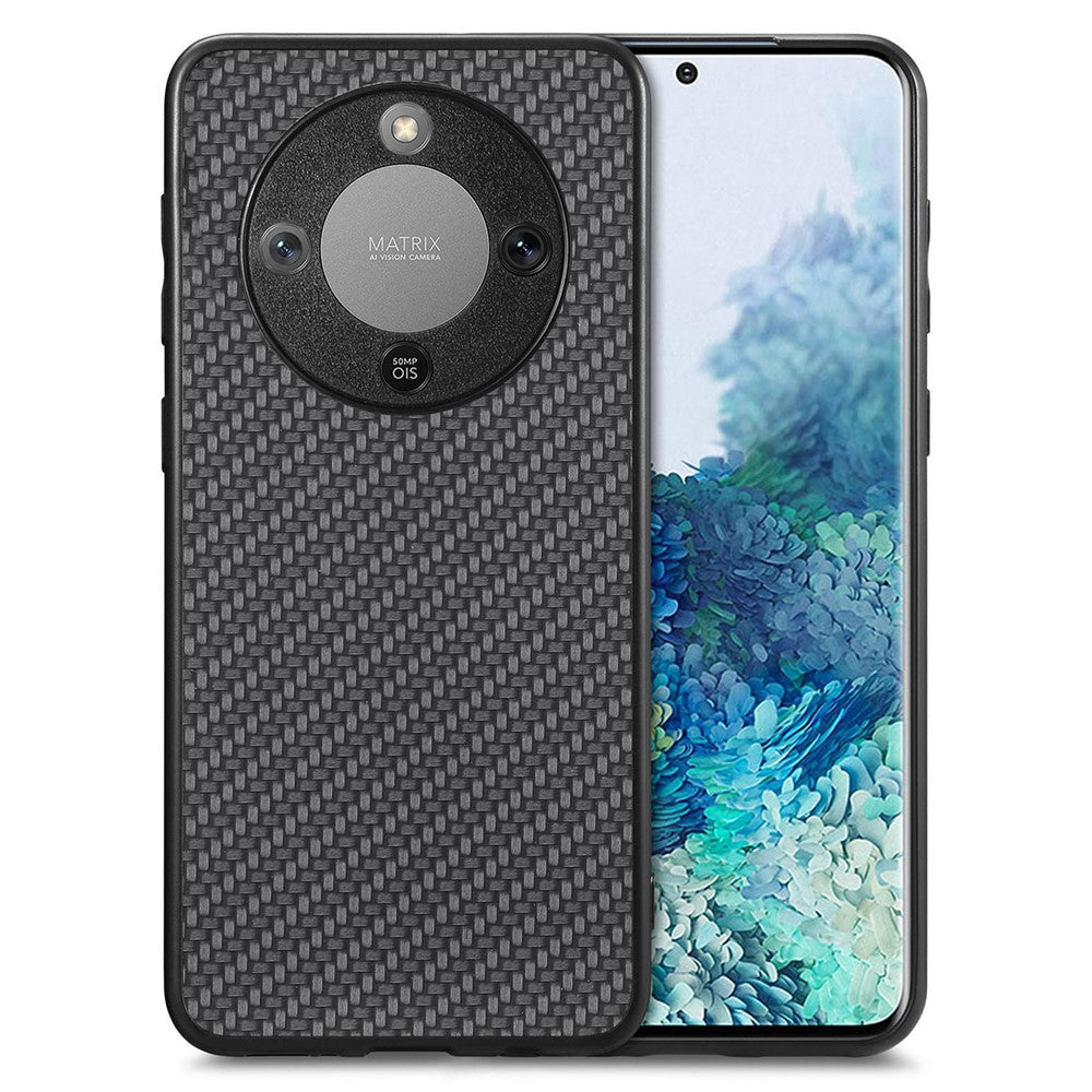 Phone Case For Honor Magic8 Lite 5G  /  X9d 5G  /  X70 5G Carbon Fiber Texture PU Leather + PC + TPU Cover