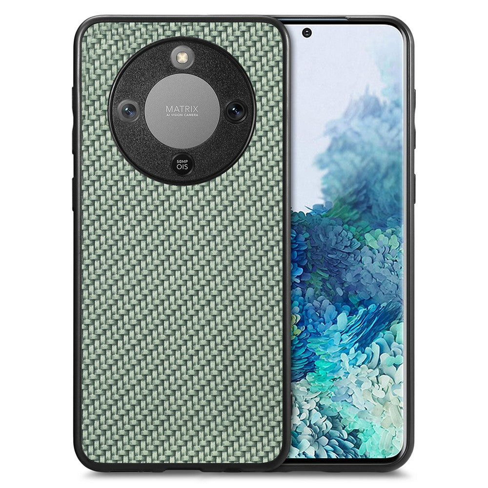 Phone Case For Honor Magic8 Lite 5G  /  X9d 5G  /  X70 5G Carbon Fiber Texture PU Leather + PC + TPU Cover