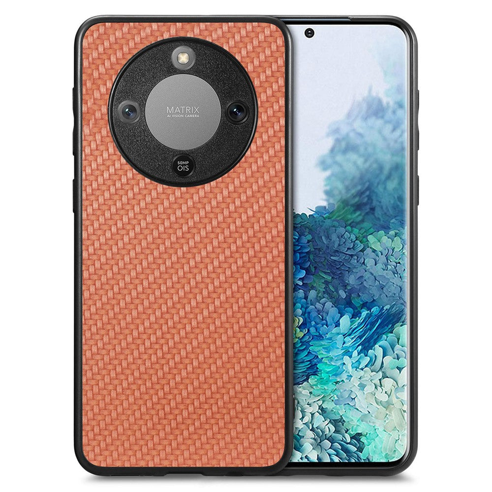 Phone Case For Honor Magic8 Lite 5G  /  X9d 5G  /  X70 5G Carbon Fiber Texture PU Leather + PC + TPU Cover