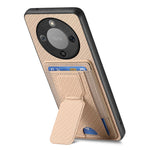Phone Case For Honor Magic8 Lite 5G  /  X9d 5G  /  X70 5G Fiber Pattern Leather Back Cover with Card Holder Kickstand
