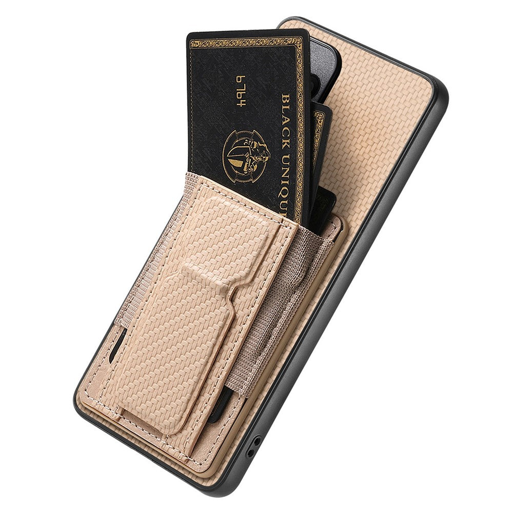 Phone Case For Honor Magic8 Lite 5G  /  X9d 5G  /  X70 5G Fiber Pattern Leather Back Cover with Card Holder Kickstand