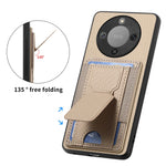 Phone Case For Honor Magic8 Lite 5G  /  X9d 5G  /  X70 5G Fiber Pattern Leather Back Cover with Card Holder Kickstand