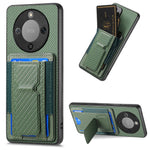 Phone Case For Honor Magic8 Lite 5G  /  X9d 5G  /  X70 5G Fiber Pattern Leather Back Cover with Card Holder Kickstand