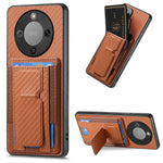 Phone Case For Honor Magic8 Lite 5G  /  X9d 5G  /  X70 5G Fiber Pattern Leather Back Cover with Card Holder Kickstand