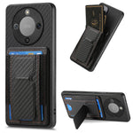Phone Case For Honor Magic8 Lite 5G  /  X9d 5G  /  X70 5G Fiber Pattern Leather Back Cover with Card Holder Kickstand